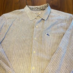 Tommy Bahama Mens long sleeve island zone shirt sz xl blue & white stripe